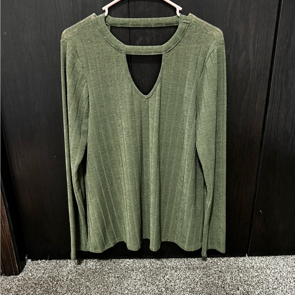Elegant Olive Long Sleeve Top